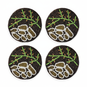 Posavasos de Té con Cuentas Hecho a Mano, Edición Clásica, Diseño de Espadas en Blanco y Negro, Redondo, Elegante Adorno de Mesa - Product Image 6