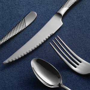Ensemble de couverts en acier inoxydable noir miroir de haute qualité, couteau, fourchette, cuillère, couverts à dessert, vaisselle pour la restauration occidentale à prix avantageux - Product Image 6