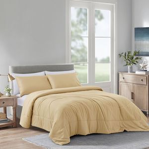 Juego de Edredón de 3 Piezas de Color Sólido, Ropa de Cama Moderna, Juego de Funda de Edredón Acolchada de Poliéster/Algodón, Lavable, 300 Hilos, para Uso en Todas las Estaciones - Product Image 1