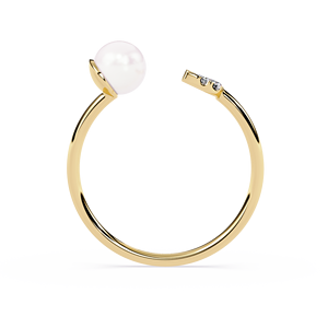 Crescent <b>Moon</b> <b>Ring</b> Open Pearl Cuff Round Natural Diamond <b>Ring</b> IGI Certified 18k Gold Engagement <b>Ring</b> for Women Fine Jewelry - Product Image 4