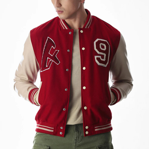 Custom Logo Durable Real Varsity Jacket, Solid Color Fashion Outerwear Factory Price Men's High Street Collage Varsity Jackets - Product Image 1