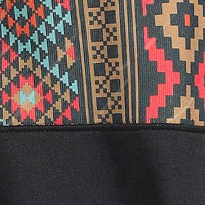 <b>Black</b> Hooded <b>Sweatshirt</b> With Geometric Print Regular Fit Casual Fleece Autumn Wear Pocket Front - Product Image 2