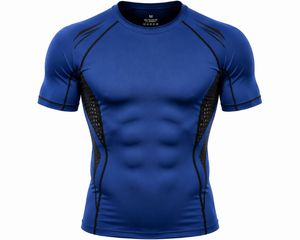 Men's Blue Full Sleeve Compression Rash Guard Eco-Friendly Spandex/Polyester Quick Dry Breathable <b>Athletic</b> Workout Top - Product Image 1