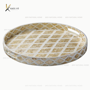 Plateau de service élégant fait main en nacre dorée et bois, idéal pour la restauration, la présentation et la décoration, personnalisable OEM/ODM - Product Image 5