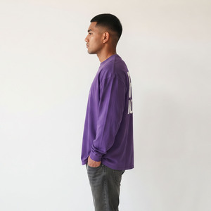 <b>Men's</b> <b>Long</b> <b>Sleeve</b> T-Shirt 320 GSM Heavyweight 100% Cotton Oversized Crew Neck Print Tee Drop Shoulder Streetwear <b>Tshirts</b> <b>Men</b> - Product Image 3