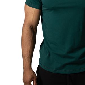 T-shirt de sport vert sarcelle pour homme en coton premium, col rond, entraînement, fitness, vêtements de sport décontractés, vêtements de style de vie - Product Image 3