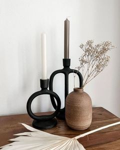 Modern Gold Metal Taper Candle Holders Set Minimalist Ring Design Elegant Candle Stand Decorative Home <b>Table</b> Accent - Product Image 3