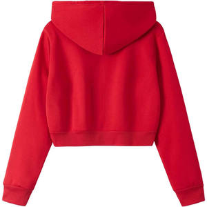 Custom Logo Long Sleeve Crop Top Hoodie Women Embroidery Blank Fleece Wholesale <b>Thick</b> Casual Cotton Cropped Zip up Hoodie Women - Product Image 2