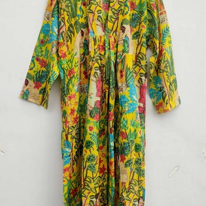 Robe longue florale personnalisée de qualité supérieure pour femme, manches longues, été, polyester et coton, du S au XXL, vêtements d'occasion pour l'exportation - Product Image 4