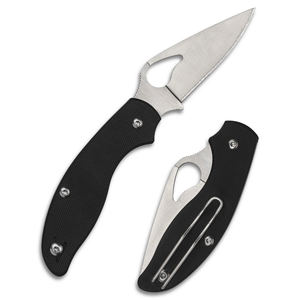 Couteaux pliants durables avec manche texturé noir, lame large et pointue en acier inoxydable, fente d'ouverture au pouce et clip de poche en métal - Product Image 2