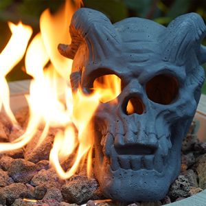 Forniture per feste di Halloween imitati a prova di fuoco teschi umani registro a Gas per camino in legno NG LP falò decorazioni per BBQ-refrattari - Product Image 1