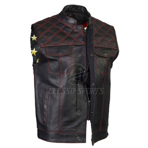 Gilet en cuir sur mesure pour homme, col montant, pour usage extérieur, vente en gros - Product Image 6