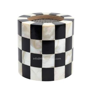 Brûleur d'encens rond Mabkhar de luxe noir et blanc en nacre, vente en gros, décoration islamique pour la maison, Ramadan, Aïd, service, cadeau - Product Image 1