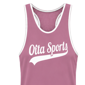 Camiseta de Baño Deportiva sin Mangas, Color Rosa Polvoriento y Blanco, Estilo Racerback, Ligera, de Secado Rápido y Transpirable, para Entrenamiento y Natación - Product Image 3