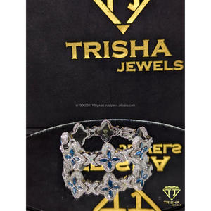 Pulsera de Cadena con Flores Trisha Jewels, Plata de Ley 925, Moissanita de Corte Brillante, Estilo Hip Hop, Unisex, para Boda, Certificado IGI - Product Image 6