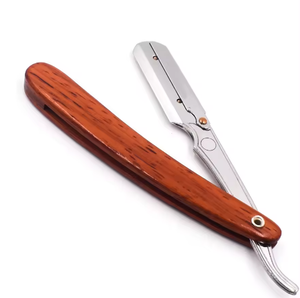 Rasoir de barbier professionnel vintage en acier inoxydable pour la coupe de la barbe, rasoir à lame unique personnalisé avec manche en bois, vente en gros - Product Image 3