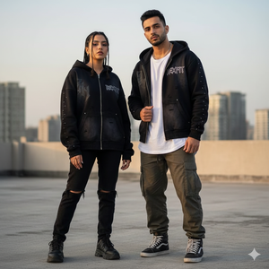 Sweat-shirts à capuche personnalisés avec logo brodé, de haute qualité, style streetwear, entièrement ornés de strass, unisexes, avec fermeture éclair - Product Image 4