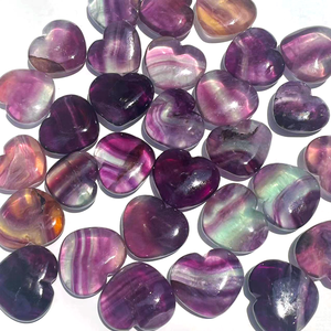 Wholesale Hot Selling Natural Stone Crystal <b>Crafts</b> Heart Shape Healing Stones colorful fluorite Crystal Heart For Women Jewelry - Product Image 1