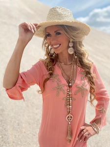 Traditional Bohemian Embroidered Summer Beach Tunic Crochet Lace Bikini Cover Bandeau <b>Top</b> Sun Dress-1 Piece Back Logo Deep V - Product Image 2