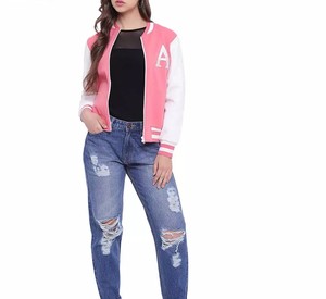 Custom Blue Woven 100% Cotton Quick Dry Breathable Winter <b>Varsity</b> <b>Jacket</b> Women Men | Retro College Letterman Bomber Single - Product Image 4