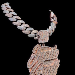 925 <b>Silver</b> Rose Gold Iced Out Chain <b>Pendant</b> With Letter Charms Moissanite HipHop Jewelry For Men Custom <b>Initial</b> Letter <b>Pendant</b> - Product Image 6