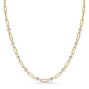 Station Lab Grown Diamond Elongated Paperclip Link <b>Necklace</b> Geometric Layering Choker For Women 10K 14K 18K <b>Solid</b> Gold Wholesale - Product Image 1