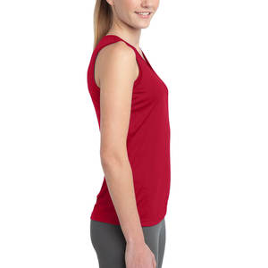 Women's Casual Sleeveless <b>Long</b> Tank Tops V-Neck Gym Yoga Sports <b>Vest</b> Breathable 180g Jersey Fabric Solid Color Front Embroidery - Product Image 3