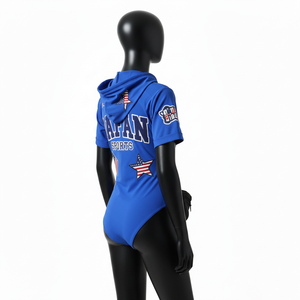 Traje de Baño Azul Océano de Nylon y Elastano de 240 GSM con Sensación de Lujo, Transpirable, Elástico, con Estampado de Parches y Logotipo Personalizado para Mujer - Product Image 4