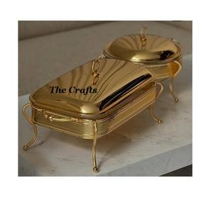 Bandejas de Buffet de Acero Inoxidable Dorado Pulido Estilo Clásico con Asas y Patas, Tamaño y Capacidad Personalizables, Alta Calidad, Venta al por Mayor - Product Image 2