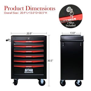 20\" 6-Drawer Rolling Metal Tool Chest Cabinet Steel Tool Storage Box with Ball Bearing Drawer Slides - Product Image 3