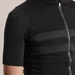 Maillot de Ciclismo Negro de Manga Corta para Hombre, Ropa Deportiva, Top de Ciclismo con Cremallera Frontal Completa y Diseño de Panel de Malla - Product Image 6