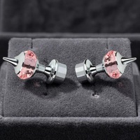 Embouts de tringle à rideaux en cristal rose style moderne et glamour, design sphérique, base métallique, accessoires décoratifs tendance
