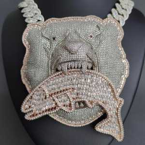 Pendentif Bouclier de Bouledogue en Moissanite VVS Effet Glacé avec Motif Poisson pour Rapper, Fête Hip Hop, en Argent 925, Bijoux Fins, Pendentifs et Breloques - Product Image 6