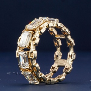 Anillo de Diamante Cultivado en Laboratorio de Alta Calidad para Hombre, Oro de 14K, Joyería Fina Sostenible, Elegante Anillo de Boda con Piedra Verde Natural - Product Image 5