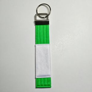 Porte-clés rayé vert et blanc avec anneau métallique, durable, respirant, léger, en coton, style ceinture, unisexe, accessoire d'arts martiaux pour adulte - Product Image 1