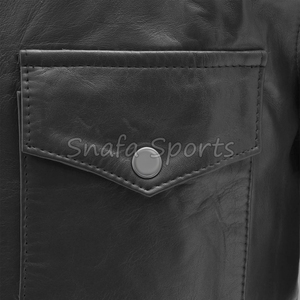 Chaqueta de Cuero Genuino para Hombre, Cuello Alto, Impermeable, Ecológica, Chaqueta de Alta Calidad al por Mayor - Product Image 3