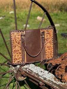 กระเป๋าโท้ทสไตล์โบโฮใหม่ หนังแท้ 100% แฟชั่นตะวันตก ลายดอกไม้แกะสลักด้วยมือ บนกระเป๋าโท้ทสีน้ำตาลเข้มสุดเก๋ - Product Image 2