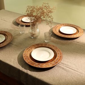 Piatto Decorativo in Legno Artigianale da 13 Pollici, Sottopiatto per Cena, Stoviglie in Legno per Decorazioni da Tavola per Feste - Product Image 2