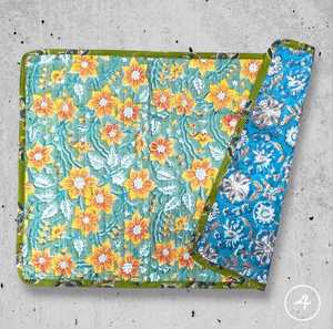 Reversible Quilted Boho Fabric <b>Placemats</b> <b>Rectangle</b> Washable Table Mats With Floral Pattern Decorative Kitchen Dining Set - Product Image 2