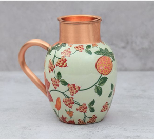 Pichet en cuivre personnalisé avec motif émaillé, fabricant OEM ODM de carafes à eau en métal faites à la main - Product Image 4