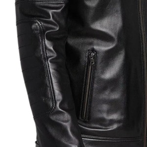 Veste de moto en cuir PU noir pour homme RELEVO INDUSTRIES, col montant, fermeture éclair, coupe-vent, vêtements d'automne pour homme - Product Image 5