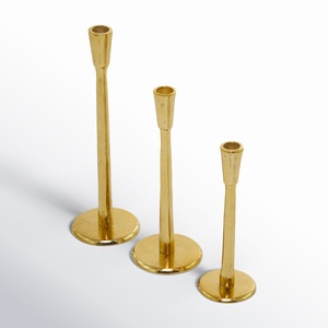 Modern Metal Gold <b>Candlestick</b> <b>Holders</b> Elegant Set Of 3 Taper <b>Holders</b> For Home Wedding Table Decoration Stylish <b>Brass</b> Finish - Product Image 2