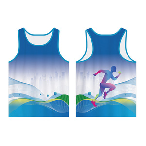 Camisetas sin mangas de verano sublimadas al por mayor de secado rápido, 100% poliéster, de malla, sin mangas, para deportes, correr, maratón, camisetas estampadas. - Product Image 3