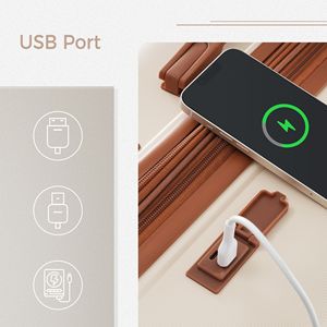 4 pezzi espandibili PP Set bagaglio leggero di 360 gradi Spinner ruote marrone avorio borsa da viaggio porta valigia Set - Product Image 3