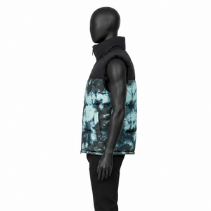 Chaleco Acolchado Personalizado con Estampado Tie Dye para Hombre, Chaqueta sin Mangas con Estampado de Mármol, Chaleco Cálido de Invierno con Cuello Alto, Estilo Urbano - Product Image 2