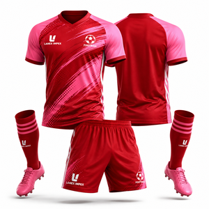 Ensemble d'uniformes de football personnalisés professionnels pour les clubs de football, kit complet de maillots avec shorts et chaussettes, vêtements de sport légers - Product Image 5