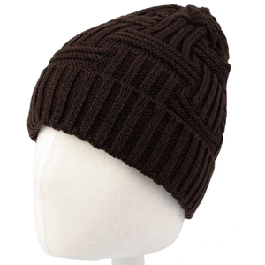 Unisex Knitted <b>Beanie</b> Hat 100% Cotton Solid Color Winter Warm Casual Ribbed Design Dark <b>Brown</b> - Product Image 1
