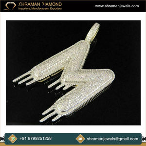 Collar de Plata 925 Bañado en Oro con Letra Inicial Personalizada, Diseño Goteado, con Moissanita, Joyería Fina de Moda - Product Image 3