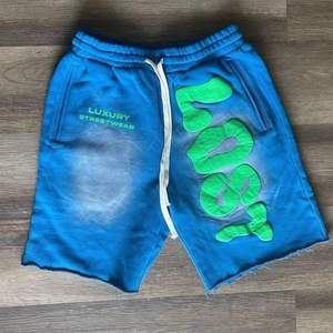 Pantalones Cortos de Verano para Hombre, Estilo Urbano, con Lavado Ácido, Bordado de Parches, 100% Algodón, Corte Vintage Grueso, Borde Desgastado por el Sol, con Apliques - Product Image 5