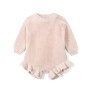 Nouvelle Combinaison Bébé Fille Tricotée Hiver Couleur Unie Adorable 100% Coton à Volants ODM & OEM Vietnam - Product Image 1